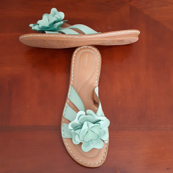 mint green flat sandals